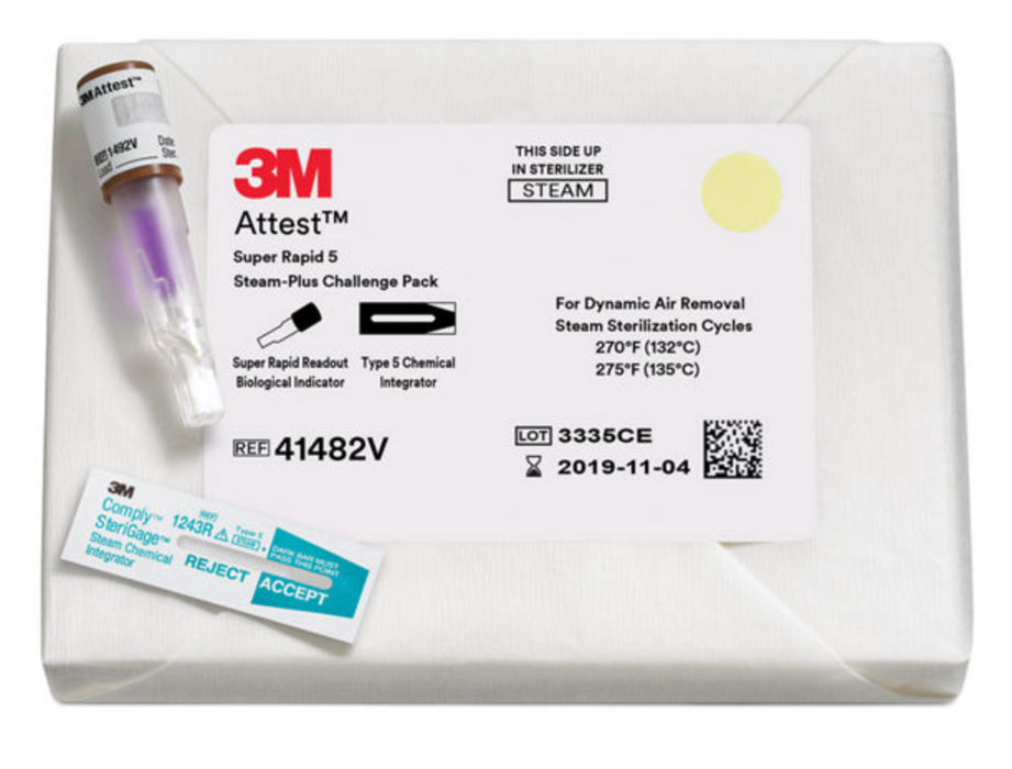 3M Attest™ Super Rapid Steam Biological Indicator Challenge Pack with Type 5 CI, Brown Cap, 24 min, 24/cs