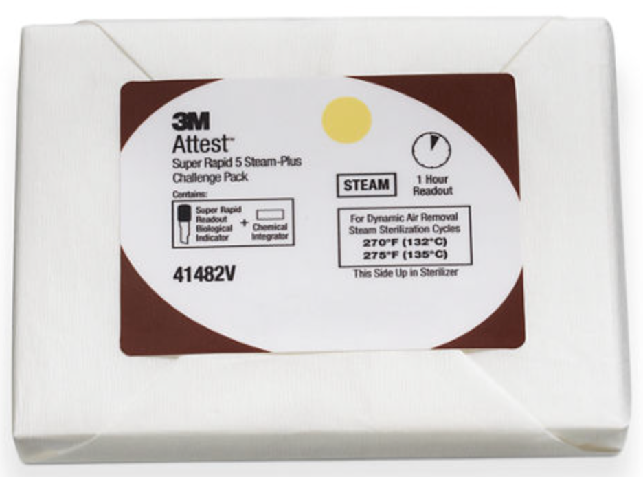 3M™ Attest™ Super Rapid Steam Biological Indicator Challenge Pack with Type 5 CI, 41482V, Brown Cap, 24 min, 24/CS (CASE)