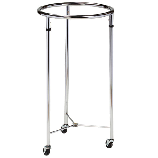 Clinton 18 inch round chrome linen hamper with casters