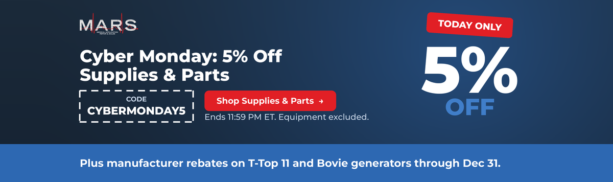 Cyber Monday 5% off supplies and parts