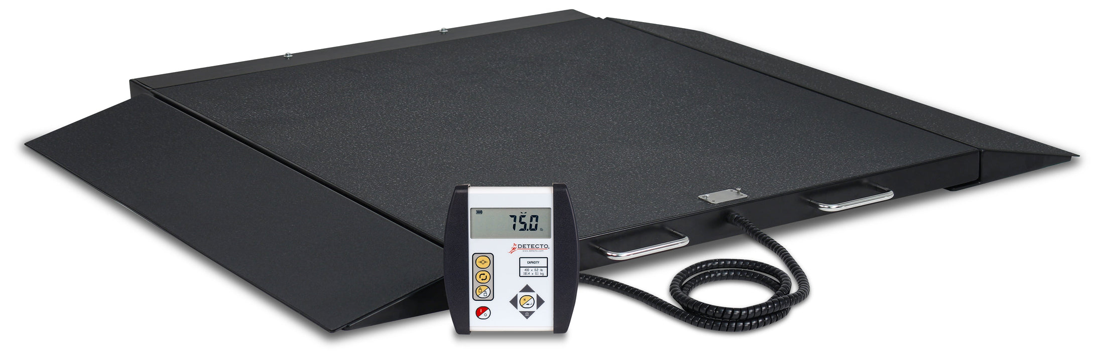 Detecto 6400-C-AC Digital Wheelchair Scale, Portable, 1000 lb x .2 lb / 450 kg x .1 kg, BT / WiFi, AC Adapter