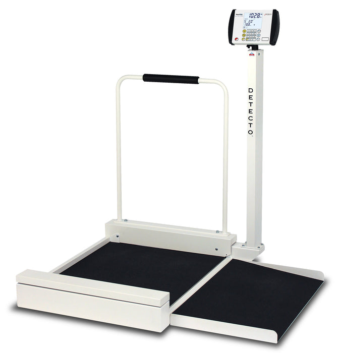 Detecto 6495-AC Digital Wheelchair Scale, Stationary, 800 lb x .2 lb / 360 kg x .1 kg, AC Adapter Included