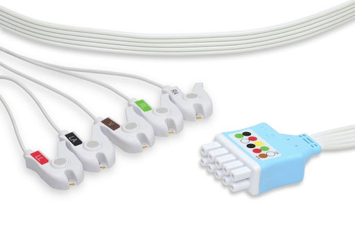 GE Healthcare Marquette Compatible Disposable ECG Leadwire 5 Leads Pinch/Grabber Box of 10 (LQ5-90DP0)