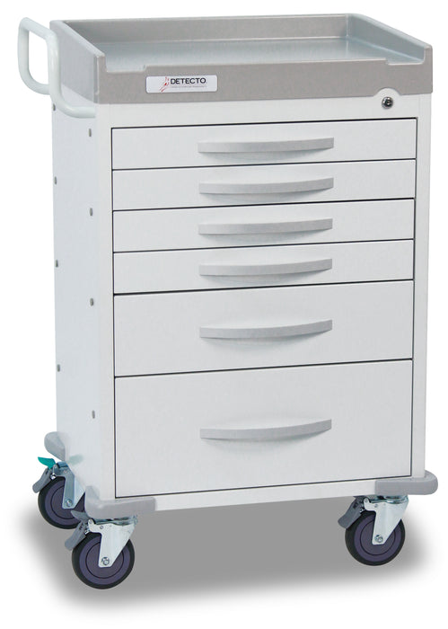 Detecto Rescue Series General Purpose Medical Cart, 6 White Drawers