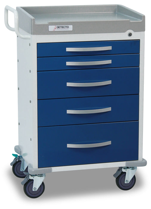 Detecto Rescue Series Anesthesiology Medical Cart, 5 Blue Drawers