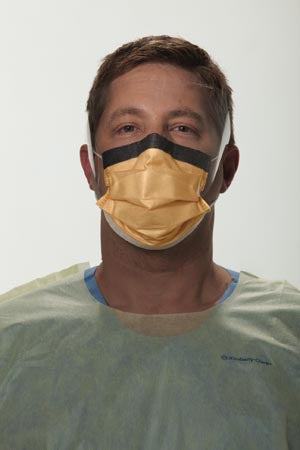 Halyard Procedure Mask, Wraparound Visor, Fog-Free, Earloop, Orange, 25/Box, 4 Boxes/Case